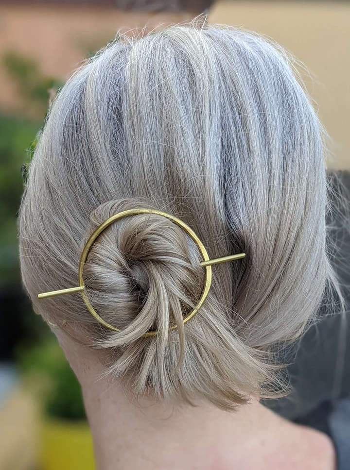 Abstract Oval Brass Hair Slide