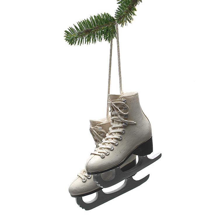 Ornament Ivory Figure Skates Pair