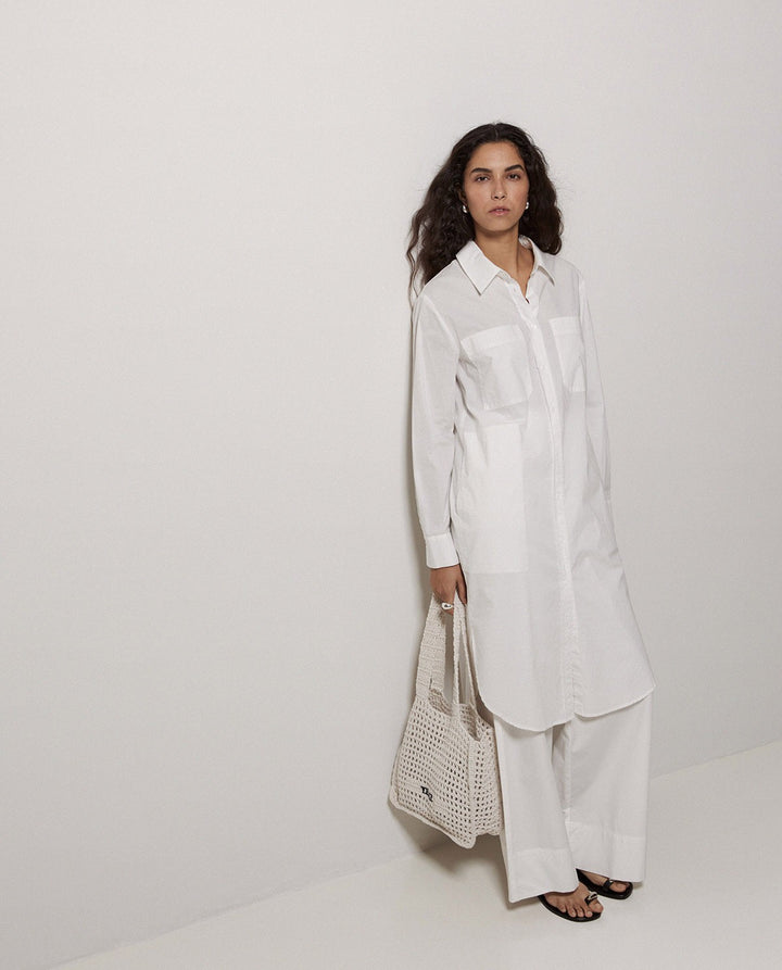 Poplin Collared-Shirt Dress