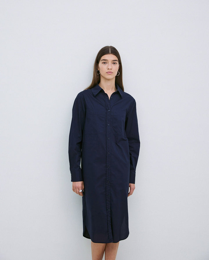 Poplin Collared-Shirt Dress