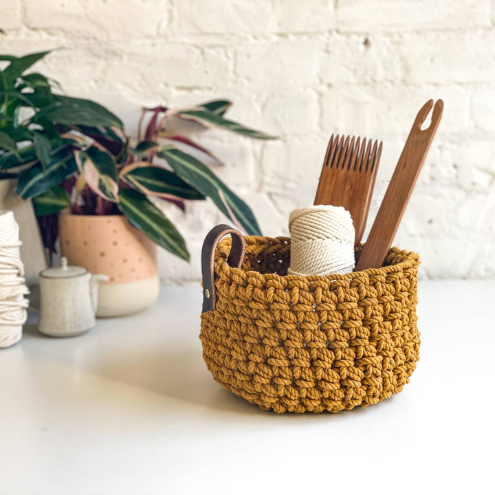 Chelsea Rope Basket With Leather Handle