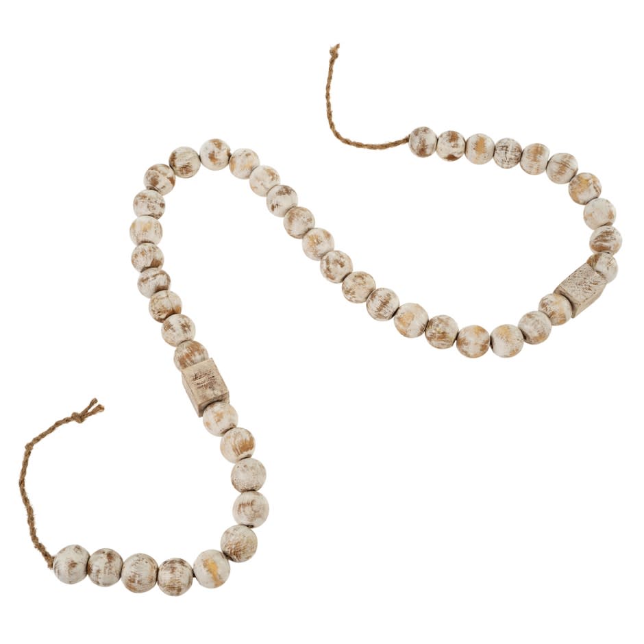 Wooden Decor Beads 65" White