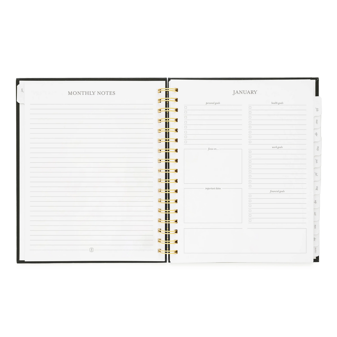 Signature Spiral Planner - Grey Pinstripe