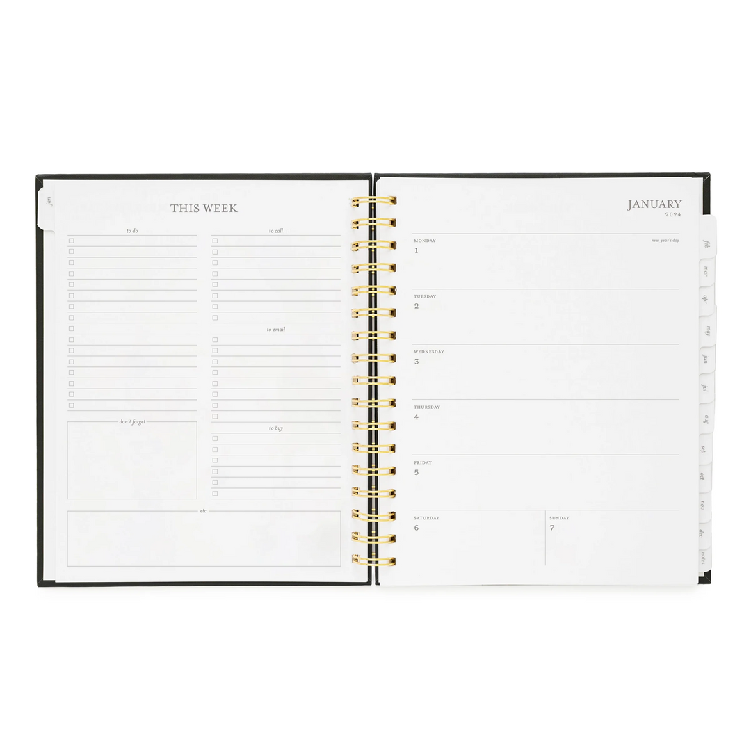 Signature Spiral Planner - Grey Pinstripe