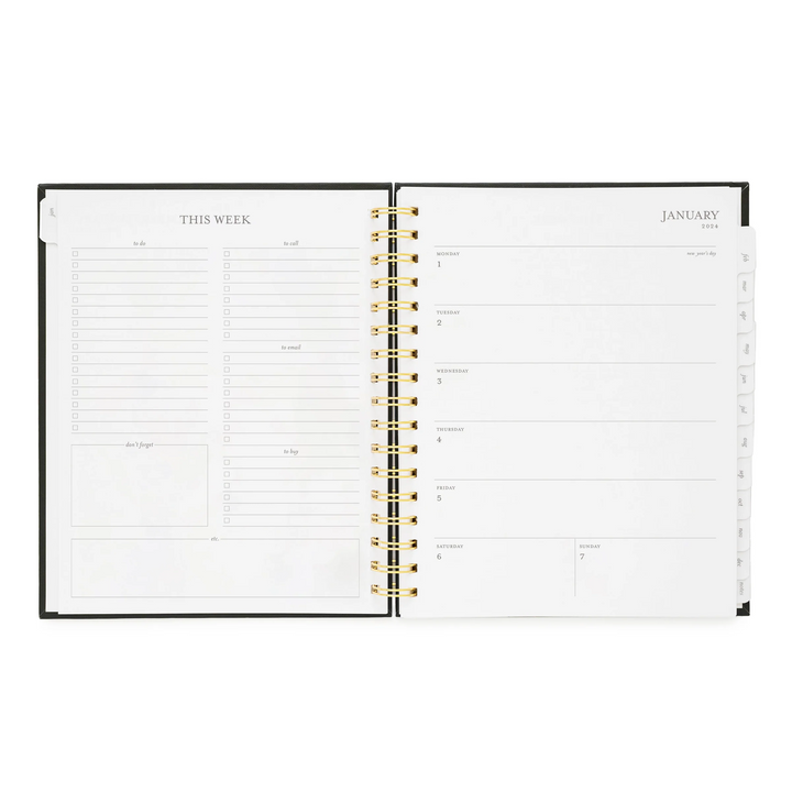 Signature Spiral Planner - Grey Pinstripe