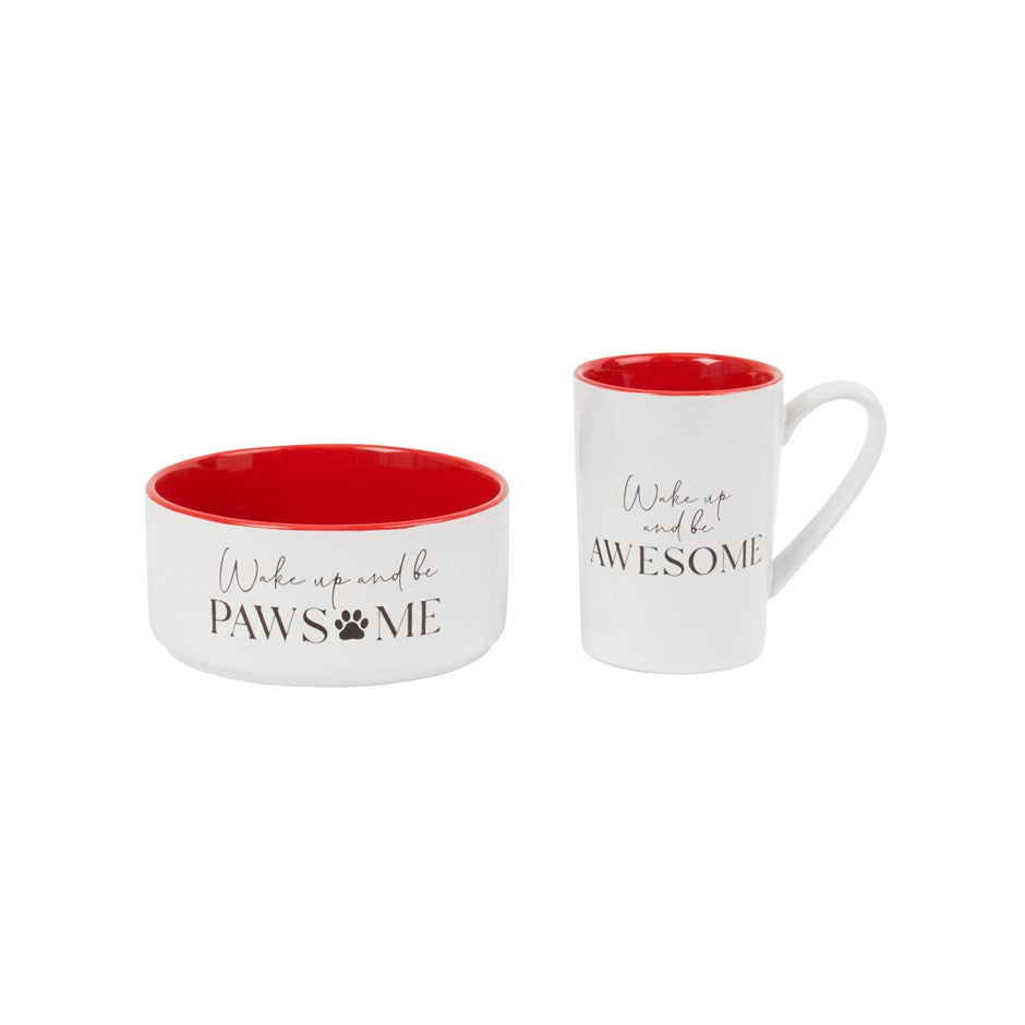 Wake Up And Be Awesome Bowl And Mug Set