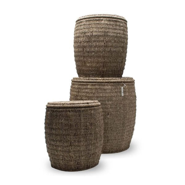 Espresso Seagrass Storage Ottoman