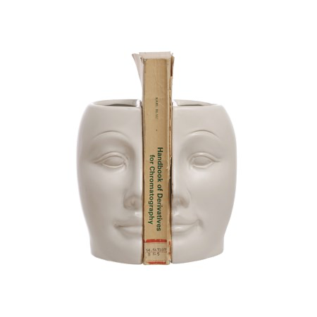 Sculpted Stoneware Face Book End (SetOf2)