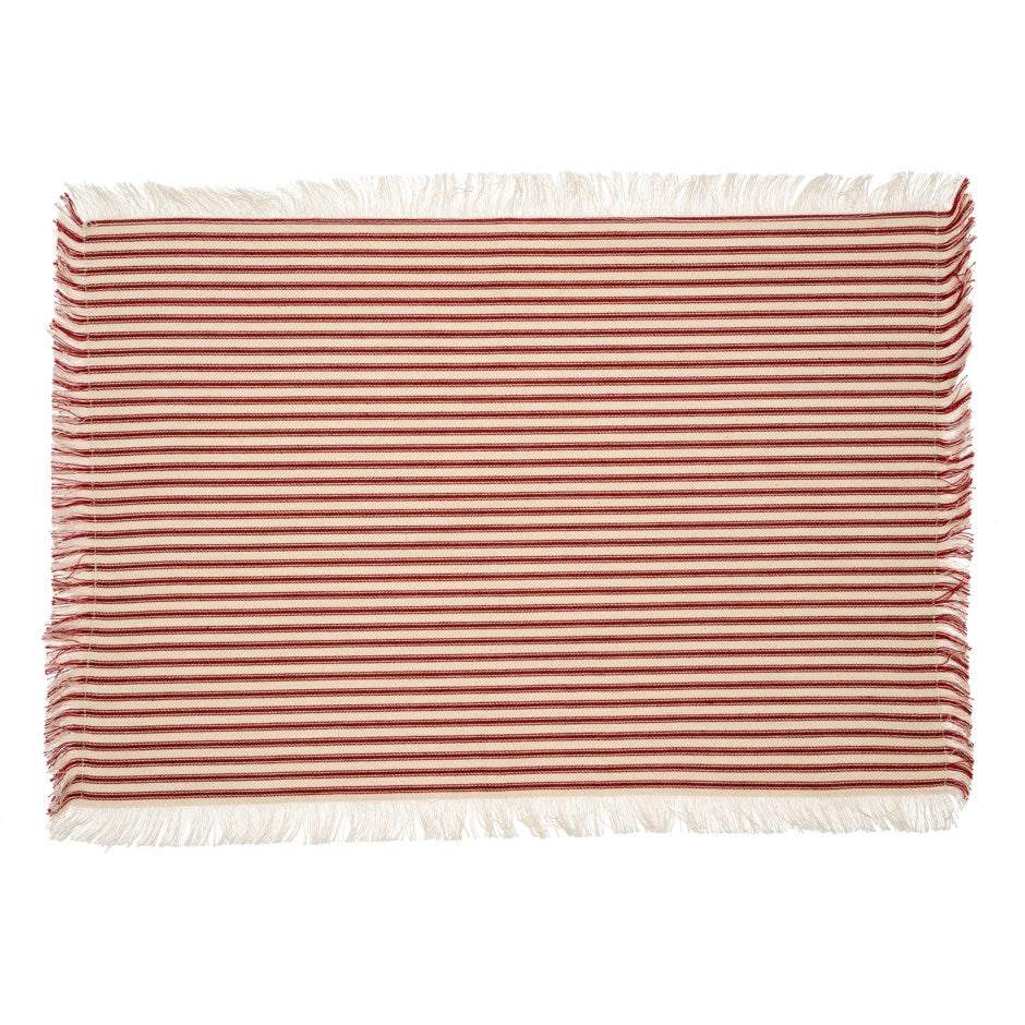 Red Ticking Fringe Placemat (SetOf4)
