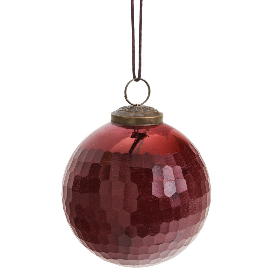 Red Hammered Glass Ornament