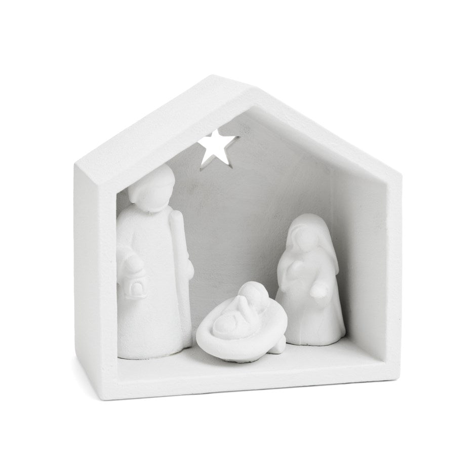 White Cement Nativity Set