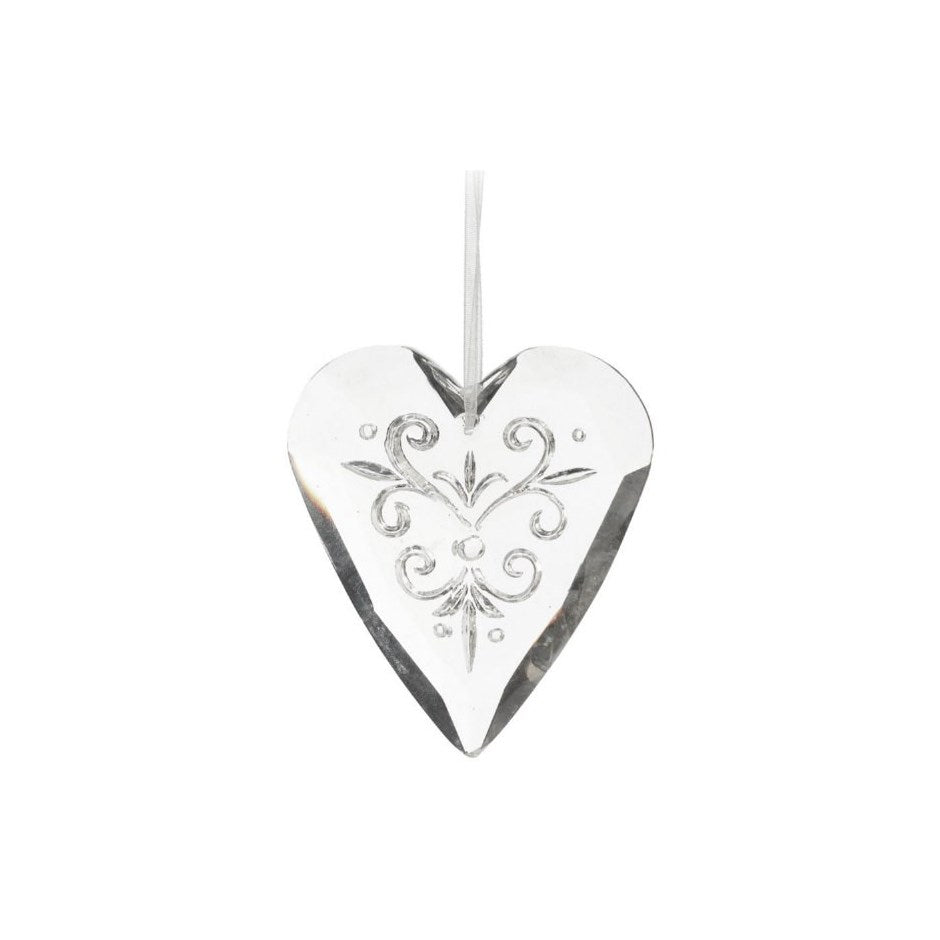 Crystal Etched Heart Ornament