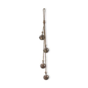 Sleigh Bell and Jute Rope Swag Antique Brass