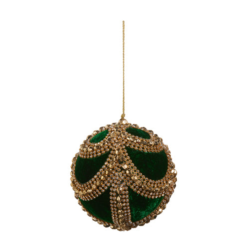 Green Velvet Jeweled Ornament