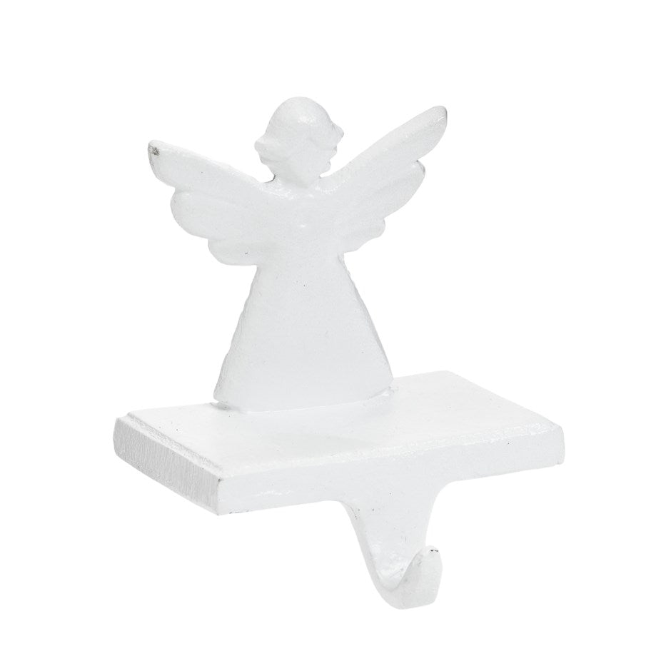 Cast Iron Angel Stocking Holder Distressed White