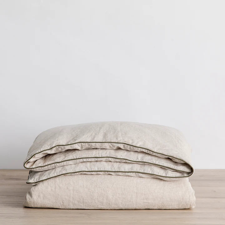 Piped Linen Duvet Cover