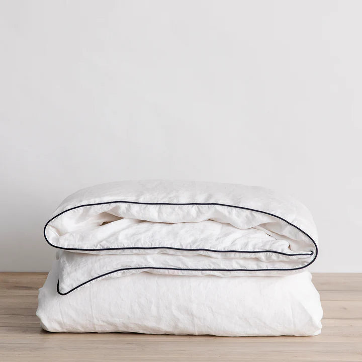 Piped Linen Duvet Cover