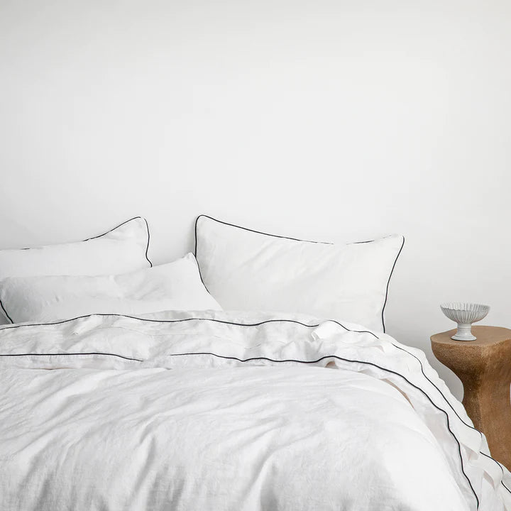 Piped Linen Duvet Cover
