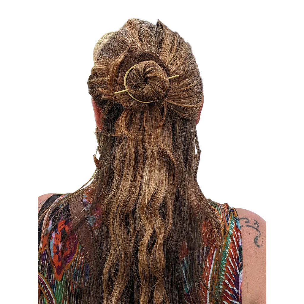 Abstract Oval Brass Hair Slide