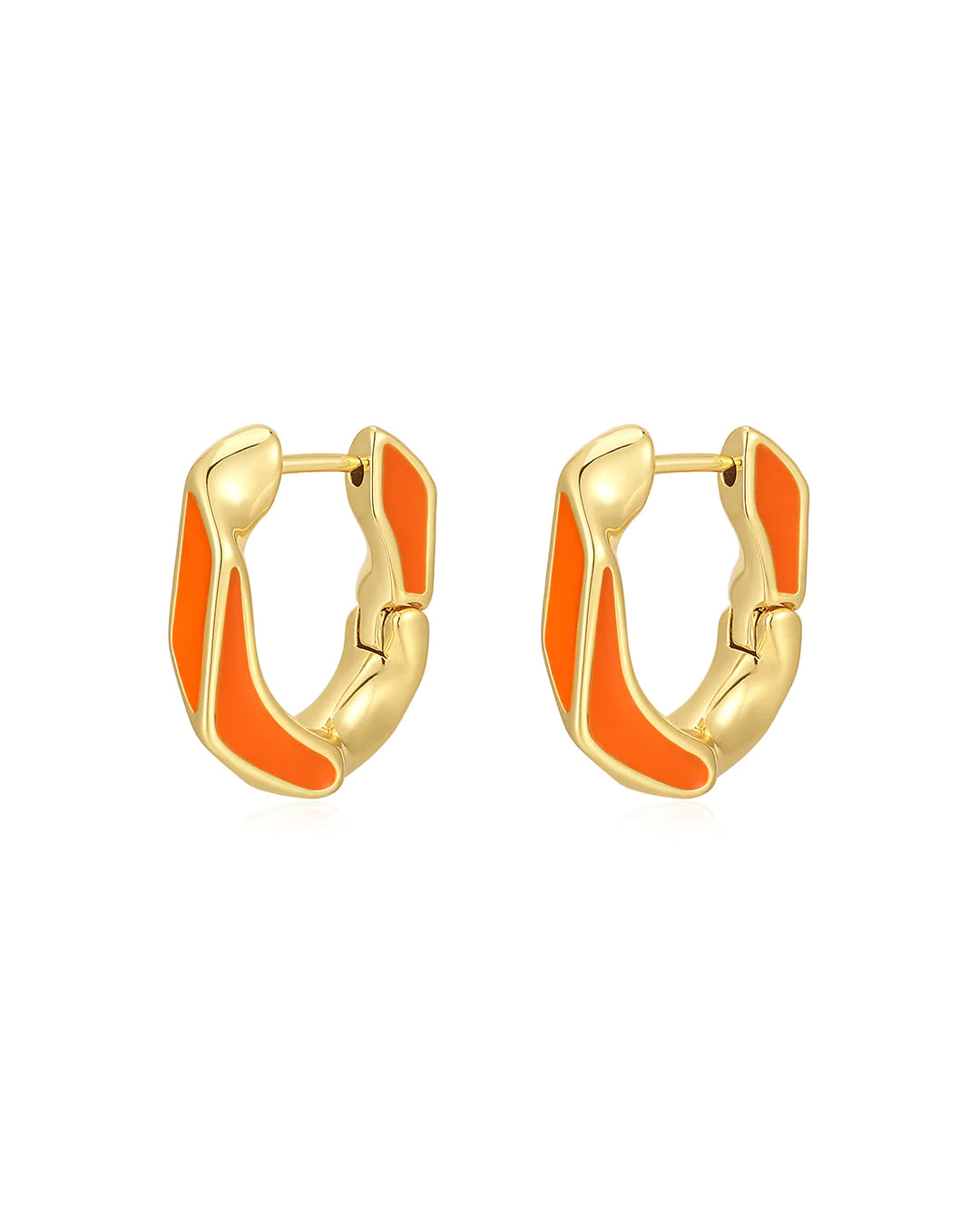 Enamel Pave Cuban Link Hoops