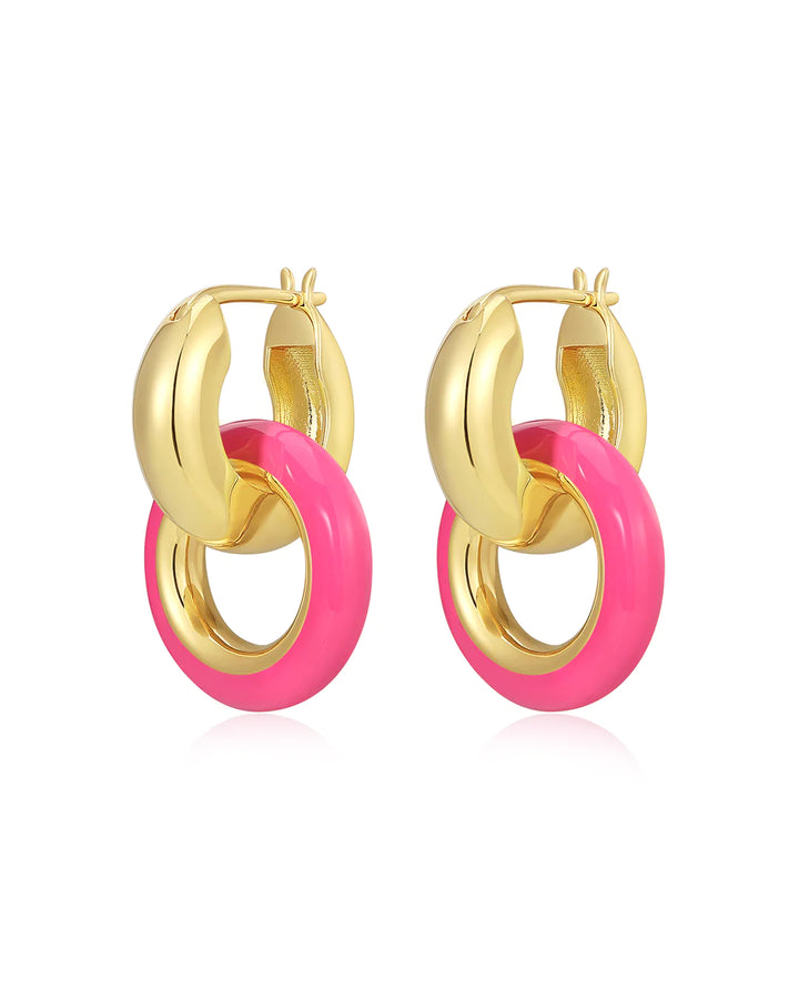 Enamel Pave Interlock Hoops