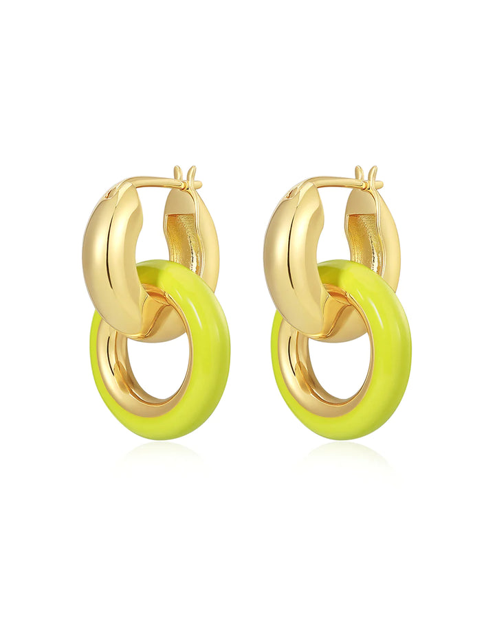 Enamel Pave Interlock Hoops
