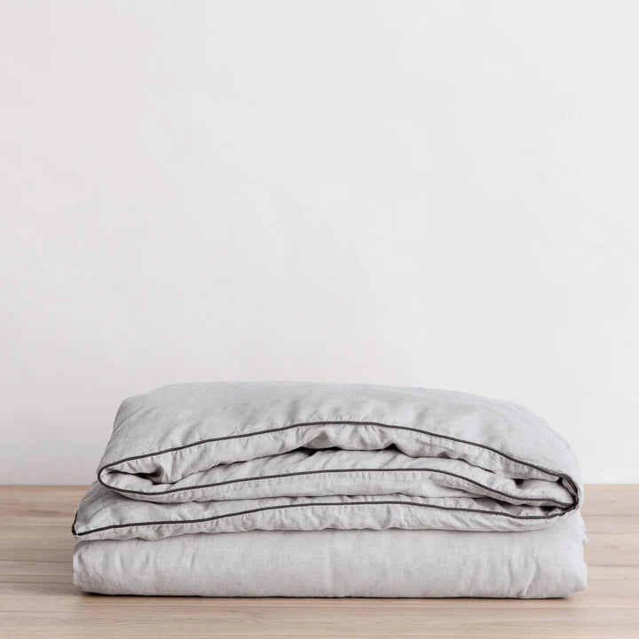 Piped Linen Duvet Cover