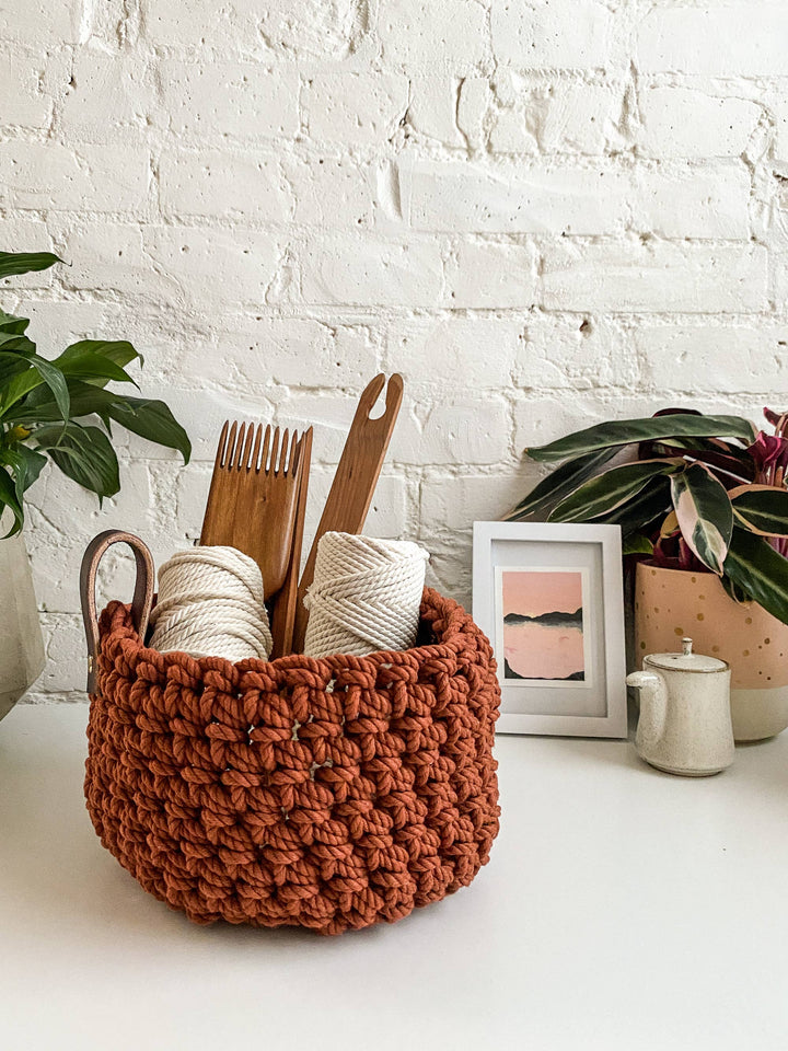Chelsea Rope Basket With Leather Handle