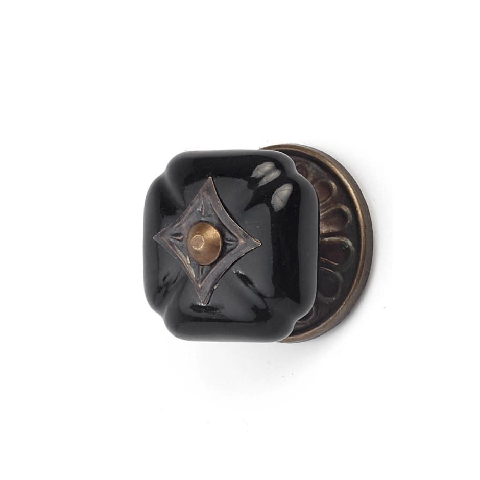 Ceramic Square Knob Black/Gold
