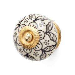 Ceramic Round Knob Black/White