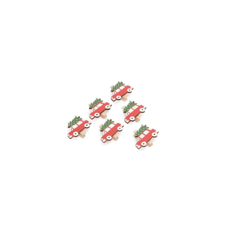 Car w/ Xmas Tree Clips (SetOf6)