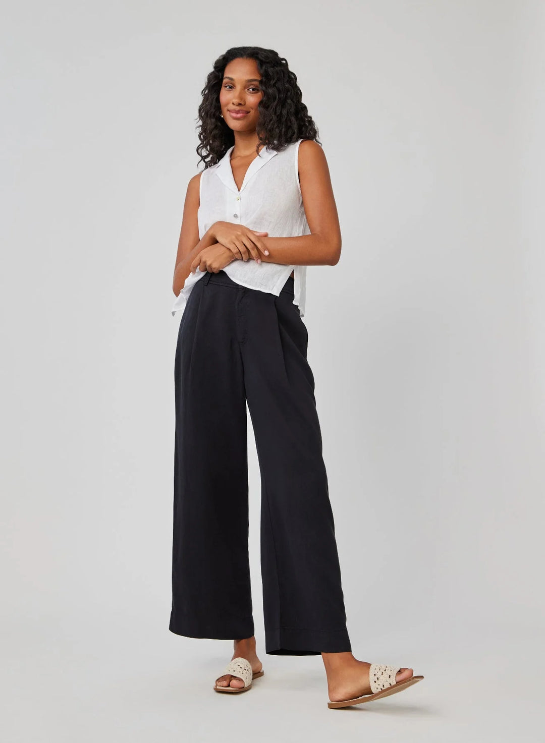 Marina Pleated Wide Leg Ankle Pant