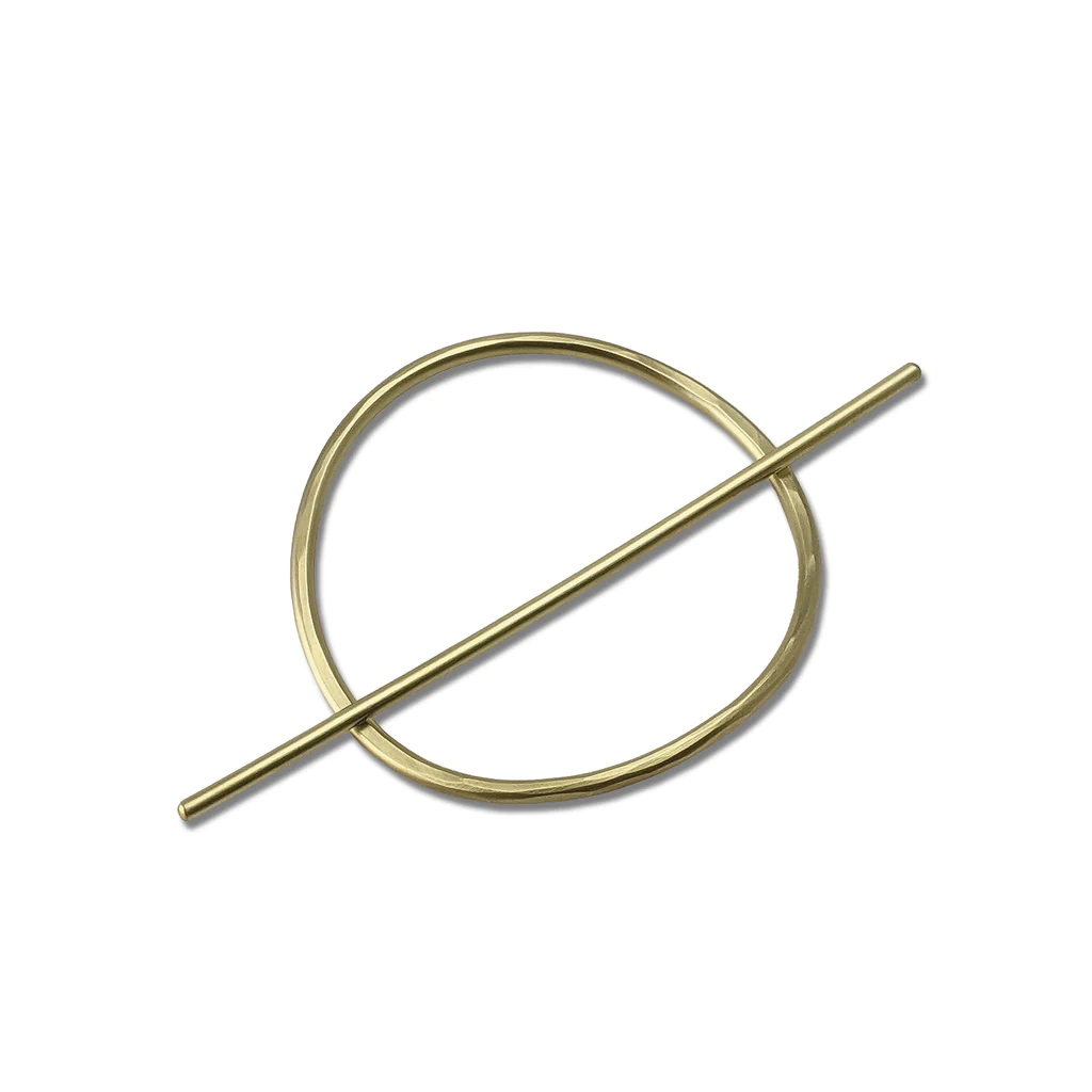 Abstract Oval Brass Hair Slide