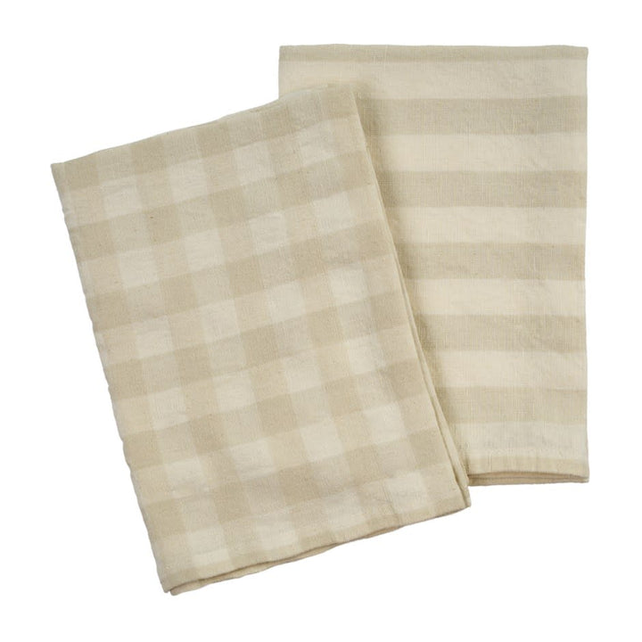 Gingham Stripe Linen Tea Towels (SetOf2)