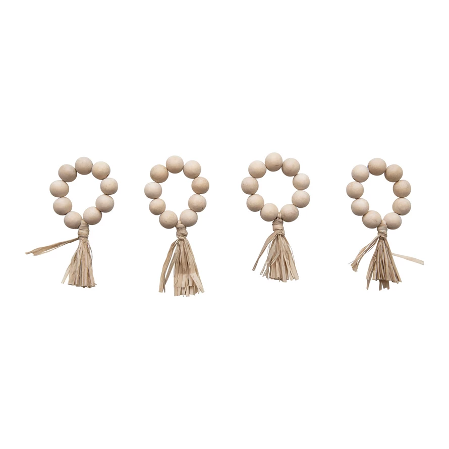 Round Wood Bead Napkin Rings (SetOf4)