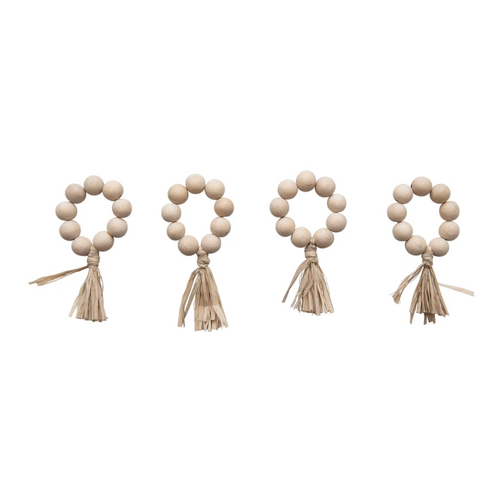 Round Wood Bead Napkin Rings (SetOf4)