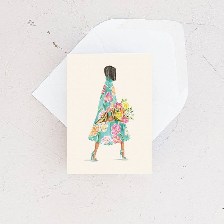 Floral Bouquet Girl Mini Card