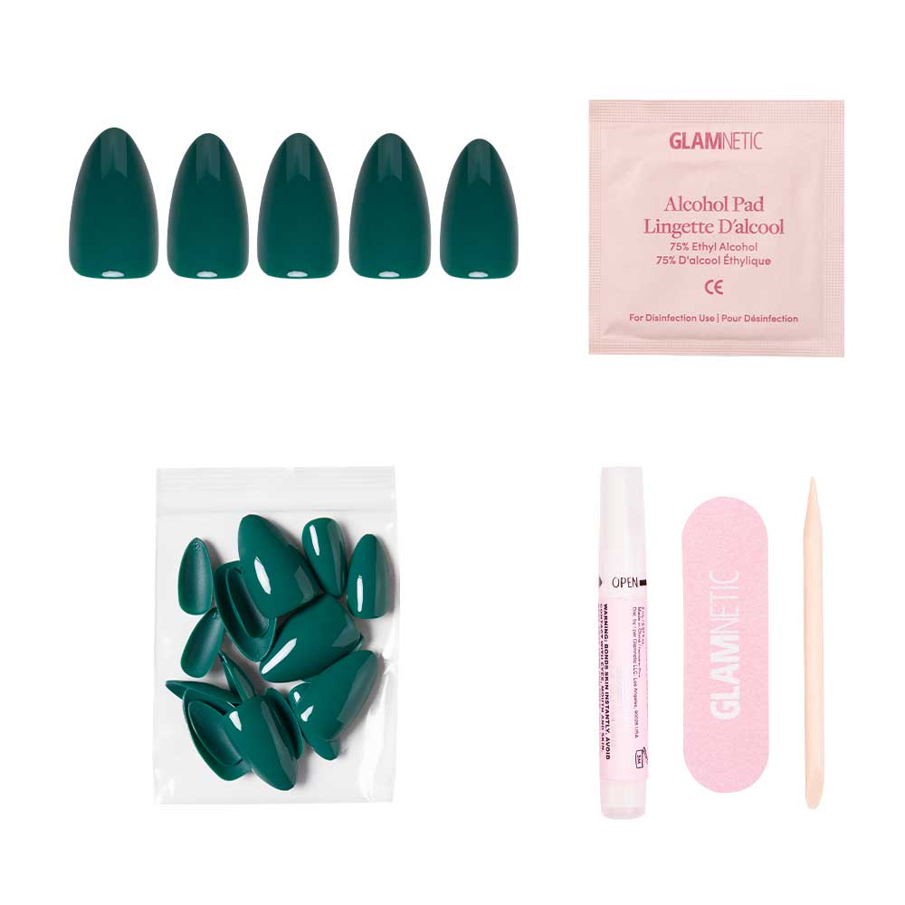 Emerald Green Press-On Nails | Solid | Short Almond