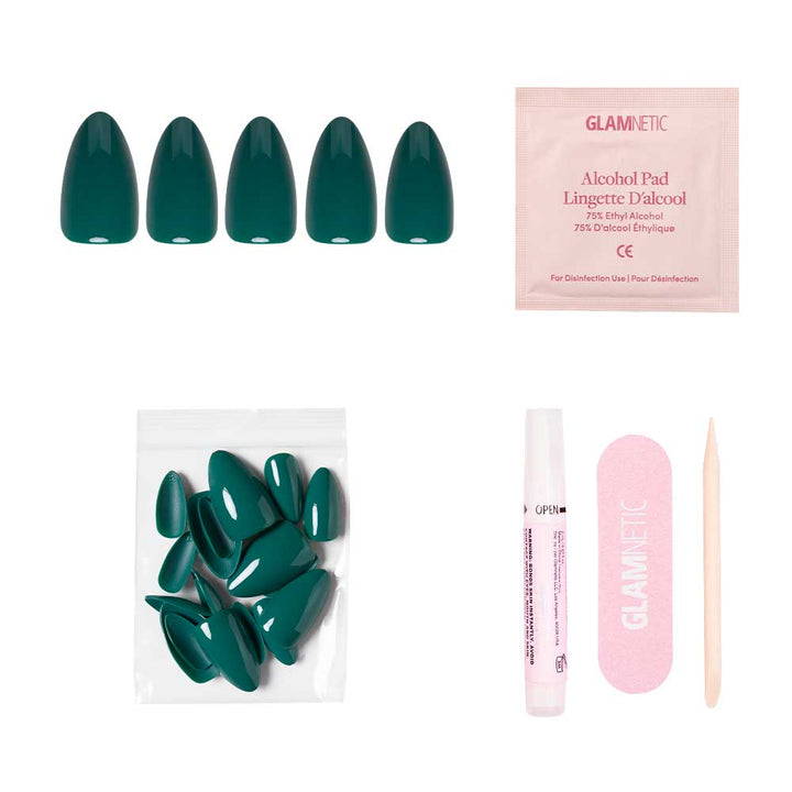 Emerald Green Press-On Nails | Solid | Short Almond