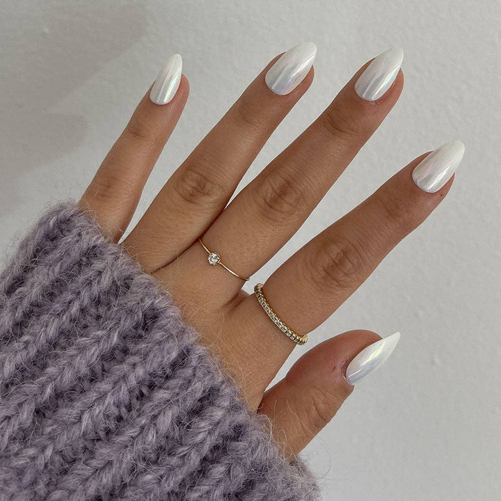 Moonlight Press-On Nails|Pearlescent White