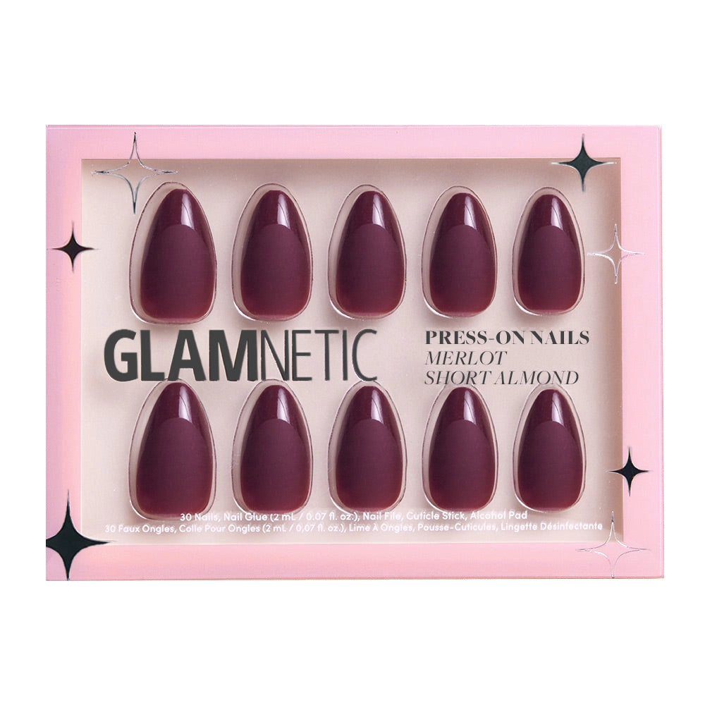 Merlot Press-On Nails | Short Almond