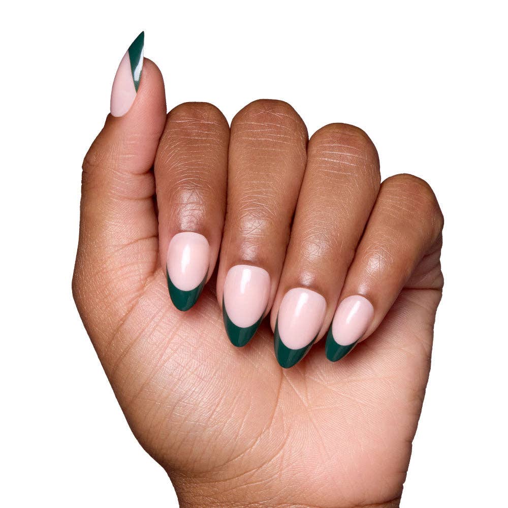 Château Press-On Nails | Green French Tip | Short Almond