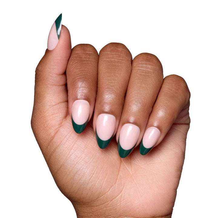 Château Press-On Nails | Green French Tip | Short Almond