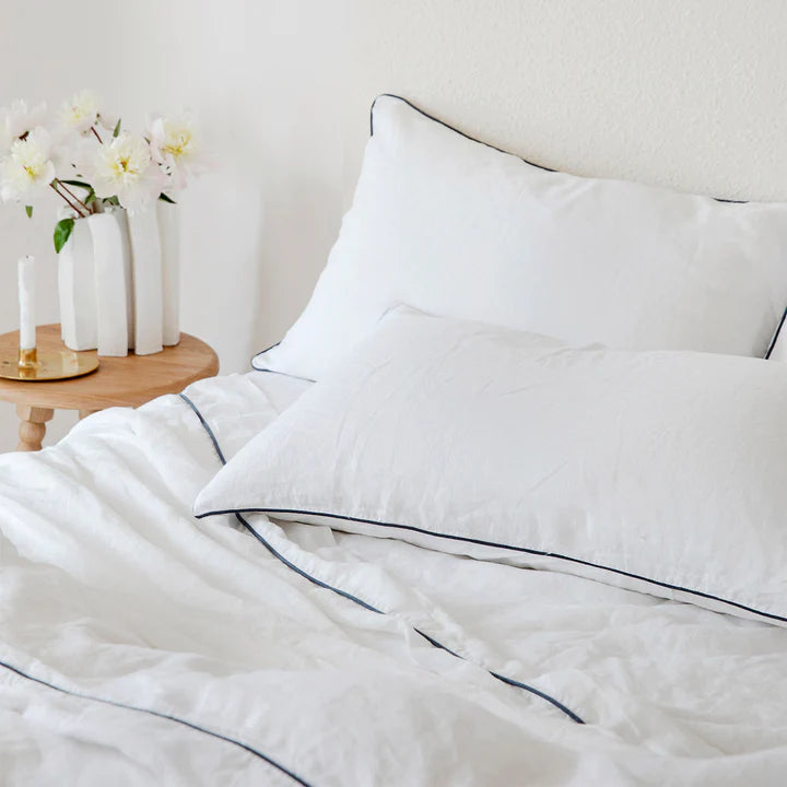 Piped Linen Duvet Cover