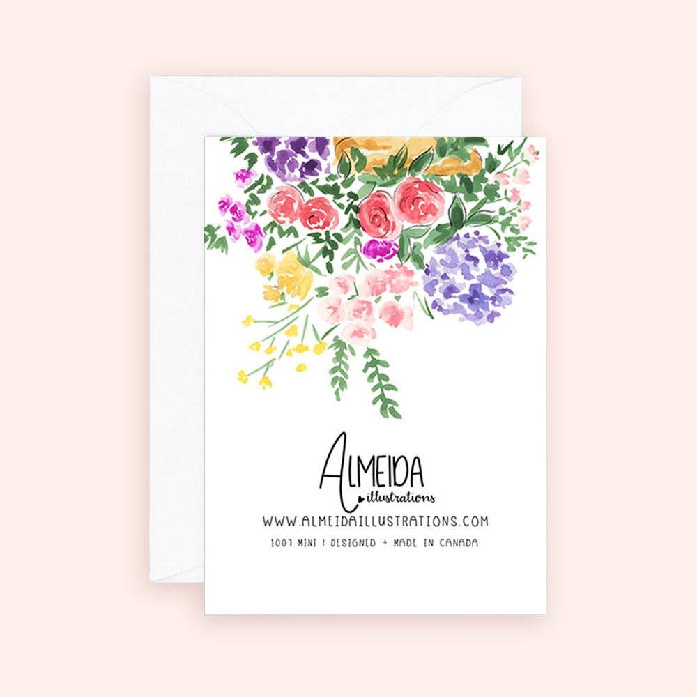 Floral Coral Bicyclette Mini Card