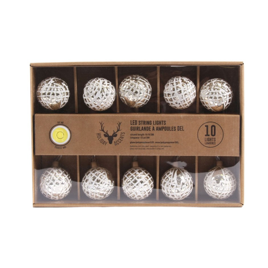 White Mercury Miniball LED String Lights