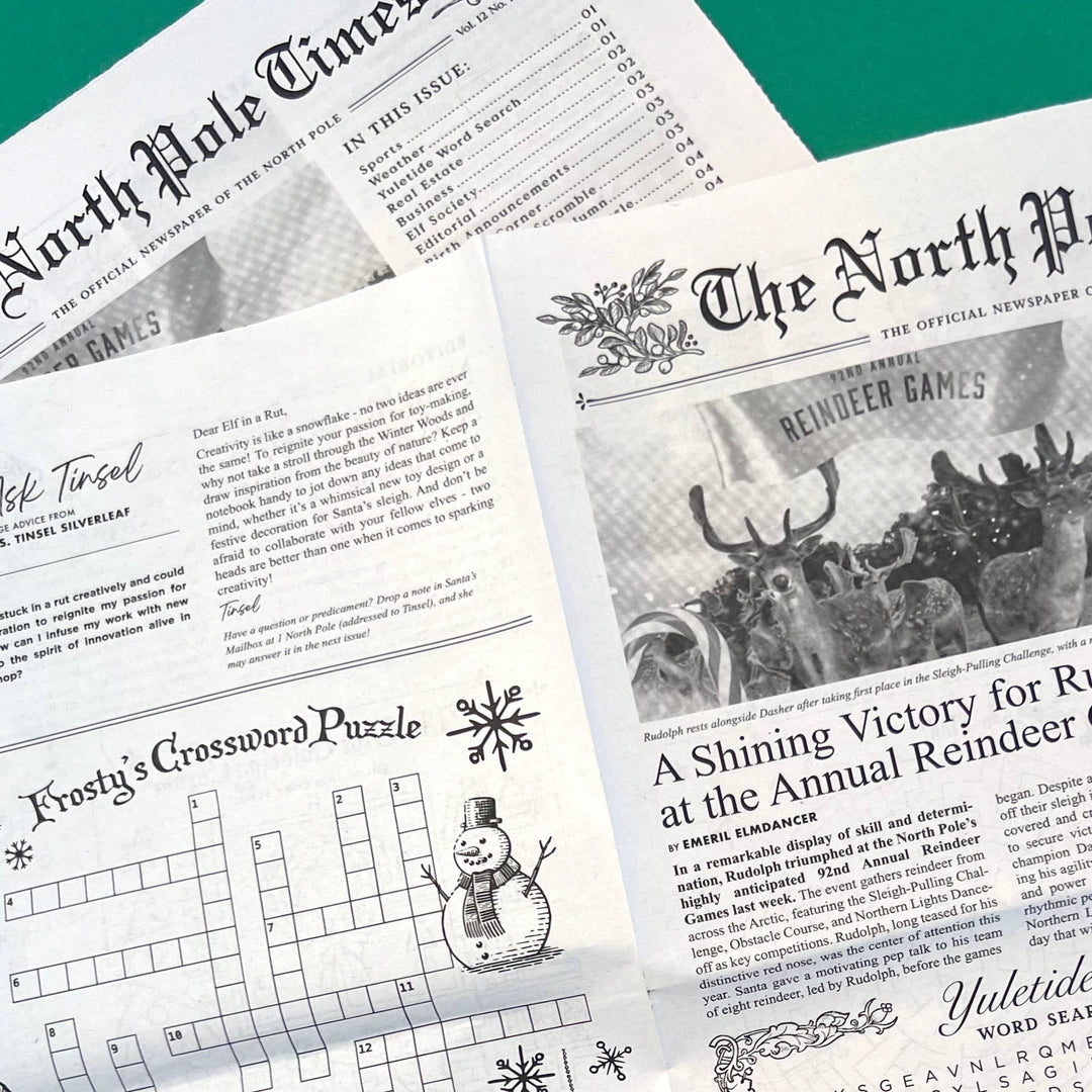 North Pole Times Newspaper Gift Wrap