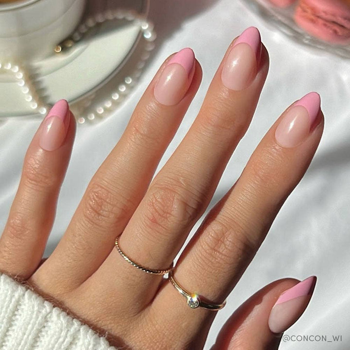 Pink Macaron Press-On Nails | French Tip