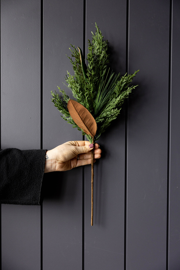 Magnolia Norfolk Cypress Faux Stems