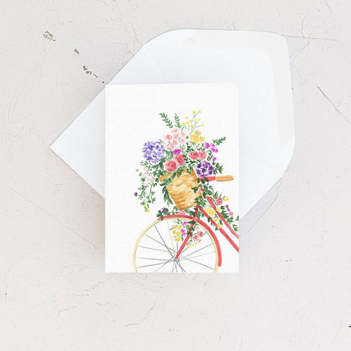 Floral Coral Bicyclette Mini Card